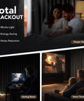 100% Blackout Curtain Panels With TPU Bonded Lining For Hella Dark Rooms, Thermal Insulated, Faux Linen Look, Light Gray, Installed