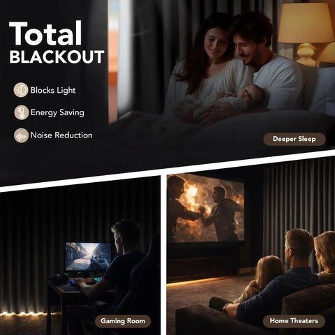 100% Blackout Curtain Panels With TPU Bonded Lining For Hella Dark Rooms, Thermal Insulated, Faux Linen Look, Light Gray, Installed