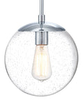 One Light Dimmable Pendant With Clear Seedy Glass Globe In Polished Chrome Dope Modern Kitchen Island Lighting Adjustable Height With Multiple Rods And Stem For Flexible Hanging Above Bars Or Dining Tables