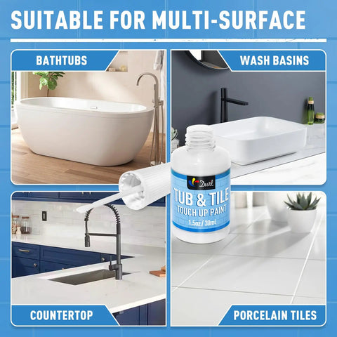 White Tub And Tile Touch Up Paint Pen For Porcelain And Enamel Surfaces To Fix Scratches Chips Spots On Bathtubs Sinks Toilets