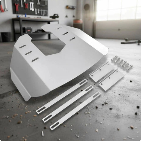 Boat Cavitation Plate Hydrofoil Stabilizer For A Smooth Ride And Steady Takeoffs Stainless Steel Skid Plate With Slotted Mounting For Outboard Motors on workshop floor