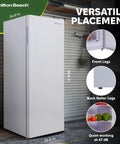 Sleek Upright Convertible Refrigerator And Freezer Serving 6.8 Cu Ft Of Flex Storage with front and back legs in a modern kitchen.