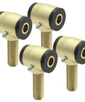 Heavy Duty Three Quarter Sixteen Thread Rod End Bushing Kit With Tough Polyurethane Sleeves And Left Right Heim Joints, showing four golden bushings.