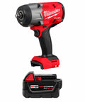 Pro Grade 1/2 Inch High Torque Cordless Impact Wrench With 5.0 Ah Battery, featuring compact design and attached battery.