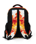 Back view of Blue Radial Tie Dye Sun Pattern Backpack Unisex Large Capacity Daypack Made From Durable Polyester Breathable Fabric Easy To Clean