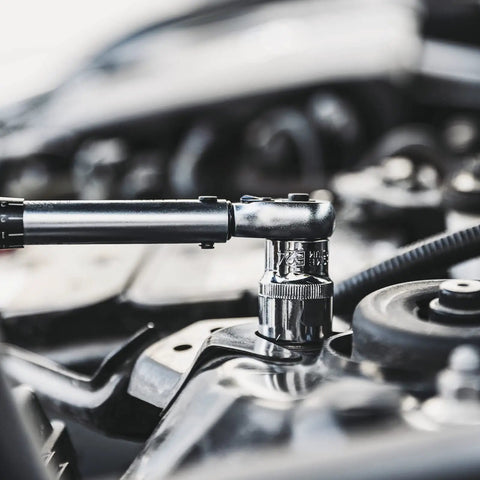 64 Piece External Torx Socket Set With 1/4 3/8 1/2 Inch Drive, Pro Grade Master Hex And Star Bits, S2 And CR-V Steel in use on car engine