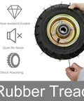 Heavy Duty Pneumatic Rubber Caster Set Featuring Smooth Swivel Brake Options Roll Like Butter On 8 Or 10 Inch Wheels close-up of rubber tread with durable design and quiet features