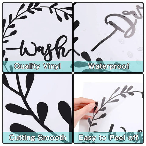 Laundry Room Wall Decal Set Of 3 Vinyl Stickers Wash Dry Laundry Quote Art showcasing quality vinyl and easy peel application.