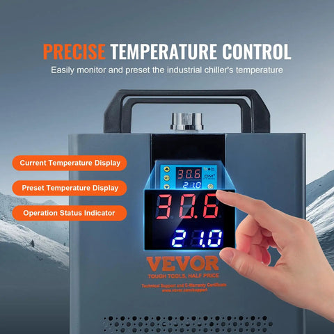 Badass Chill On Tap With This Heavy Duty Industrial Water Chiller Tuned For Co2 Laser Cutters And Engravers Up To 100W displaying temperature control screen.