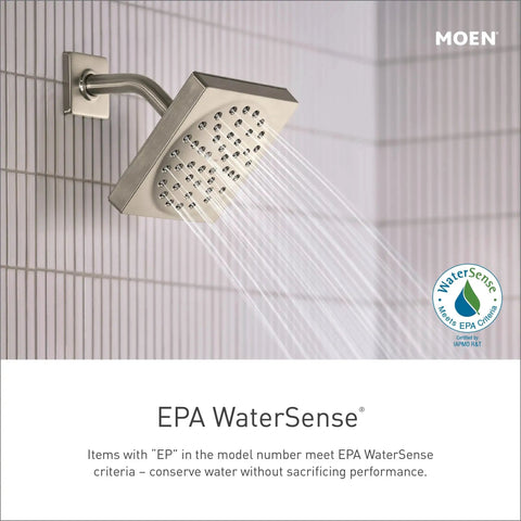 Brushed Nickel 8 Inch Wide High Pressure Rain Shower Head Set With Lever Handle Kit For Bathtub Valve Required 2510 Compatible MPact System