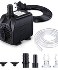 Submersible Fountain Pump 220GPH Quiet Water Circulator With Three Nozzles Six And A Half Feet Tubing One Third Inch ID 15W