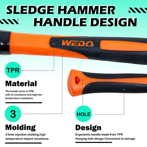 Close-up of Brass Sledge Hammer With Fiberglass Handle Non Magnetic Die Forge Corrosion Resistant DIN Standard handle design