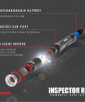 EDC Pen Light Flashlight 360 Lumens, Rechargeable USB or AAA Powered, Waterproof, with 3 Light Modes and USB port visible