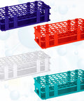 4 Pack 60 Hole Plastic Test Tube Racks Lab Holders Detachable For 16mm And 20mm Tubes Colorful Set Durable Lightweight