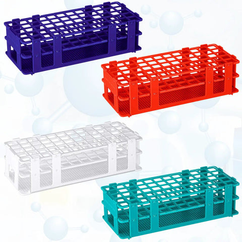 4 Pack 60 Hole Plastic Test Tube Racks Lab Holders Detachable For 16mm And 20mm Tubes Colorful Set Durable Lightweight