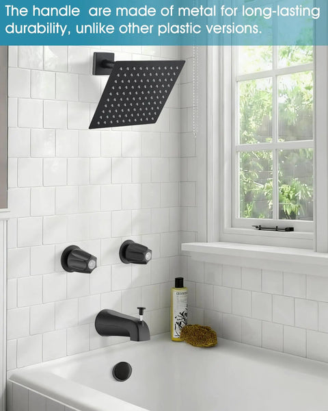 Two Piece Shower Knob With Matte Black Handle Flange Replacement For Verve Tub And Shower Faucets Hot And Cold Remodel Kit