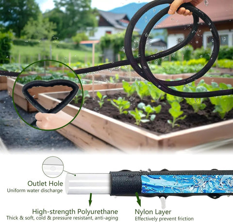 Heavy Duty Double Layer Soaker Hose For Drip Irrigation That Saves 80 Percent Water, Leak Proof Garden Hose close-up view