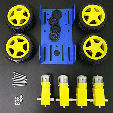 Dope Smart Robot Car Chassis Kit With Speed Encoder TT Motors 4WD Leaf Texture Wheels Metal Panel Platform components