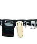 Beefy Heavy Duty Scaffold Tool Belt For Carpenters With Nail Bag And Three Pouches, Hammer Ratchet And Pliers Holders, Four Gear Hooks