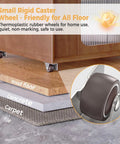 Heavy Duty One Inch Low Profile Side Mount Caster Wheels With Solid Rubber Fixed Rollers For Wooden Furniture Cabinets And Drawers on various floor types.