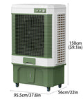 Portable Evaporative Cooler With Large Water Tank And Four Ice Packs, Windowless Air Conditioner For Garage Or Patio, three-speed personal swamp fan dimensions 150cm x 95.5cm x 56cm.