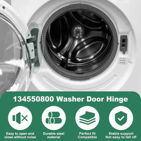 Upgraded 134550800 Washer Door Hinge With Bushings And 131763310 Striker Kit For Front Load Washers Easy Install shown installed