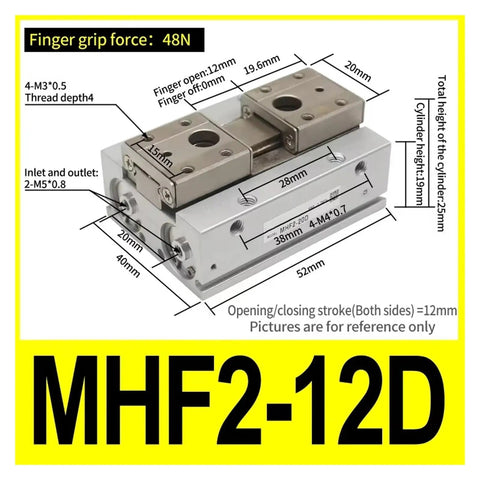 Heavy Duty Low Profile Air Cylinder And Parallel Gripper Compatible With Mhf Series Systems Smooth Rail Slide Action Solid Linear Motion Control Built Tough For Serious Industrial Workloads That Never Skip A Beat