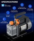 Orion Motor Tech vacuum pump and gauge kit with orange hoses, oil fill cap, mounted on base