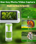 Kid Friendly Digital Microscope With 4 Inch HD Screen Totally Portable 2 In 1 Desktop Handheld Miniscope Rechargeable Education