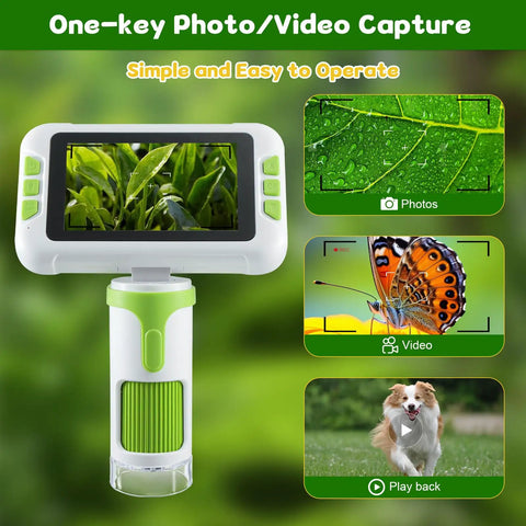 Kid Friendly Digital Microscope With 4 Inch HD Screen Totally Portable 2 In 1 Desktop Handheld Miniscope Rechargeable Education