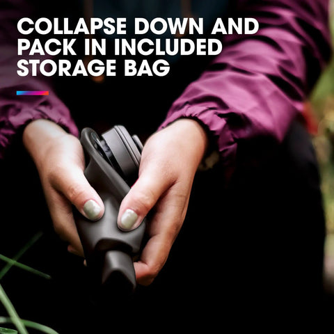 Person holding Seeker Collapsible Water Storage Bag For Camping 2L Leak Proof Hydration Reservoir in Mammoth Grey