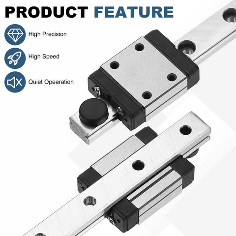 MGN7 150mm Linear Sliding Rail Guide With MGN7H Carriage Block And Mini Guide shown in close-up view for CNC and 3D printers.