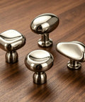 Slick Titanium Silver Pebble Cabinet Knobs 1.53 Inch Irregular Oval Zinc Alloy Drawer Pulls Polished Chrome Modern Hardware