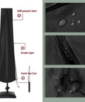 Tough As Nails Waterproof Patio Umbrella Cover With Rod For 7 To 11 Ft Outdoor Umbrellas featuring 420D polyester fabric, zipper, and cord