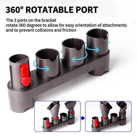 Accessory Holders For Dyson Vacuum Cleaners Wall Mount Docking Station Organizer With Ten Storage Adapters, rotatable ports