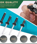 80Pcs Blind Rivet Set Featuring Four Sizes 9/16 3/4 13/16 And 1 Inch Black Large Flange Aluminum Pop Rivets with Tri Fold Exploding Style