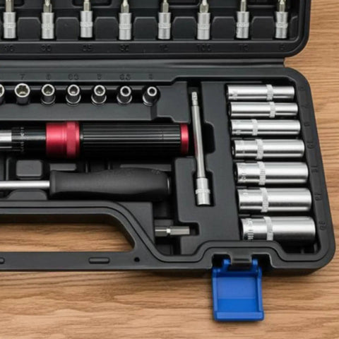 51 Piece Ratchet Socket Set With Multiple Sockets, Adjustable Tension Wrench, Handy Case, Pro Grade Repair Tool Kit For Home
