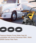 Water Seal Kit for Pressure Washer Pumps AR RMW RMV SRMW SRMV Compatible Replacement Parts 3-pack with truck and pressure washer.