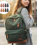 Woman wearing backpack with 10 Pack PU Leather Zipper Pulls Set Detachable Decorative Zipper Tabs For Luggage Backpacks Suitcases Jackets