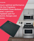 316400601 Oven Bottom Panel For Electric Ranges And Stoves Black Replacement Part in modern kitchen setting