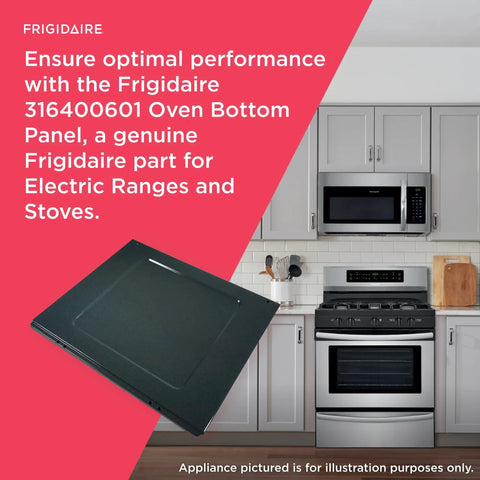 316400601 Oven Bottom Panel For Electric Ranges And Stoves Black Replacement Part in modern kitchen setting