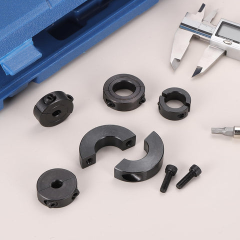 Two Piece Double Split Shaft Collar Set 35mm Bore 50mm Outer Diameter 15mm Thick Heavy Duty Carbon Steel Clamp Collar With Set Screws Black Oxide Finish