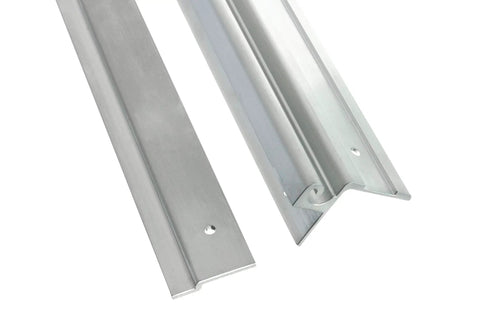 Close-up of Bench Style Aluminum Seat Mount Plate For Jon Boats, Set Of Two, With 30 Inch Rails, showing lightweight metal design.