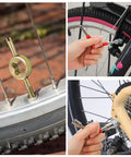 8 Piece Bicycle Spoke Tension Meter Wrench Set with Tire Levers and Tools Portable Wheel Spoke Indicator Tensiometer Wrench Valve Core Tool Y Wrenches For Quick On The Go Bike Repairs And Tuneups used on bike wheel