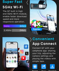 Front And Rear 4K Dash Cam With 64GB Card Built In 5G WiFi 4K Front And 1080P Rear Loop Recording display and app connectivity