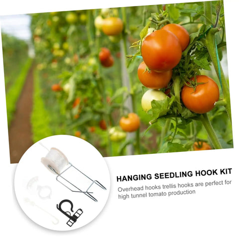 Tomato Trellis Roller Hooks Kit No Fuss For Greenhouse Overhead Plant Hooks And Brackets To Support Cherry Tomatoes Easy Install Vine Tie Hook System For Climbing Vines And Garden Tools
