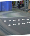 12 Pieces Mounted Bearing Casters Stainless Steel Transfer Bearings for all directional use on a conveyor with protective covers.