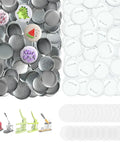 Straight Up Pro 58Mm Button Maker Kit 200 Piece Round Pin Assembly with metal backs, clear films, buttons, and presses.