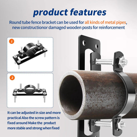 Beefy Steel Fence Brackets 24 Pack For Wood And Chain Link Wood Adapters, Weatherproof Alloy Steel Construction in use on pipe