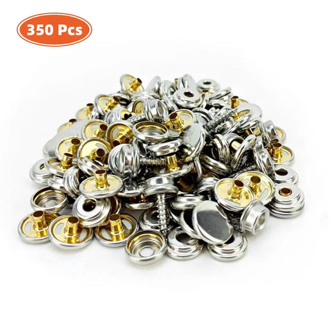 Heavy Duty Marine Grade Stainless Steel Boat Snap Fasteners Kit With 350 Pieces And 100 Sets Including Three Eighths Inch Snap Buttons